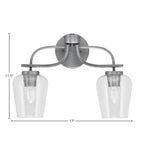 Cavella Two Light Bath Bar in Graphite with 5" Clear Bubble Shade