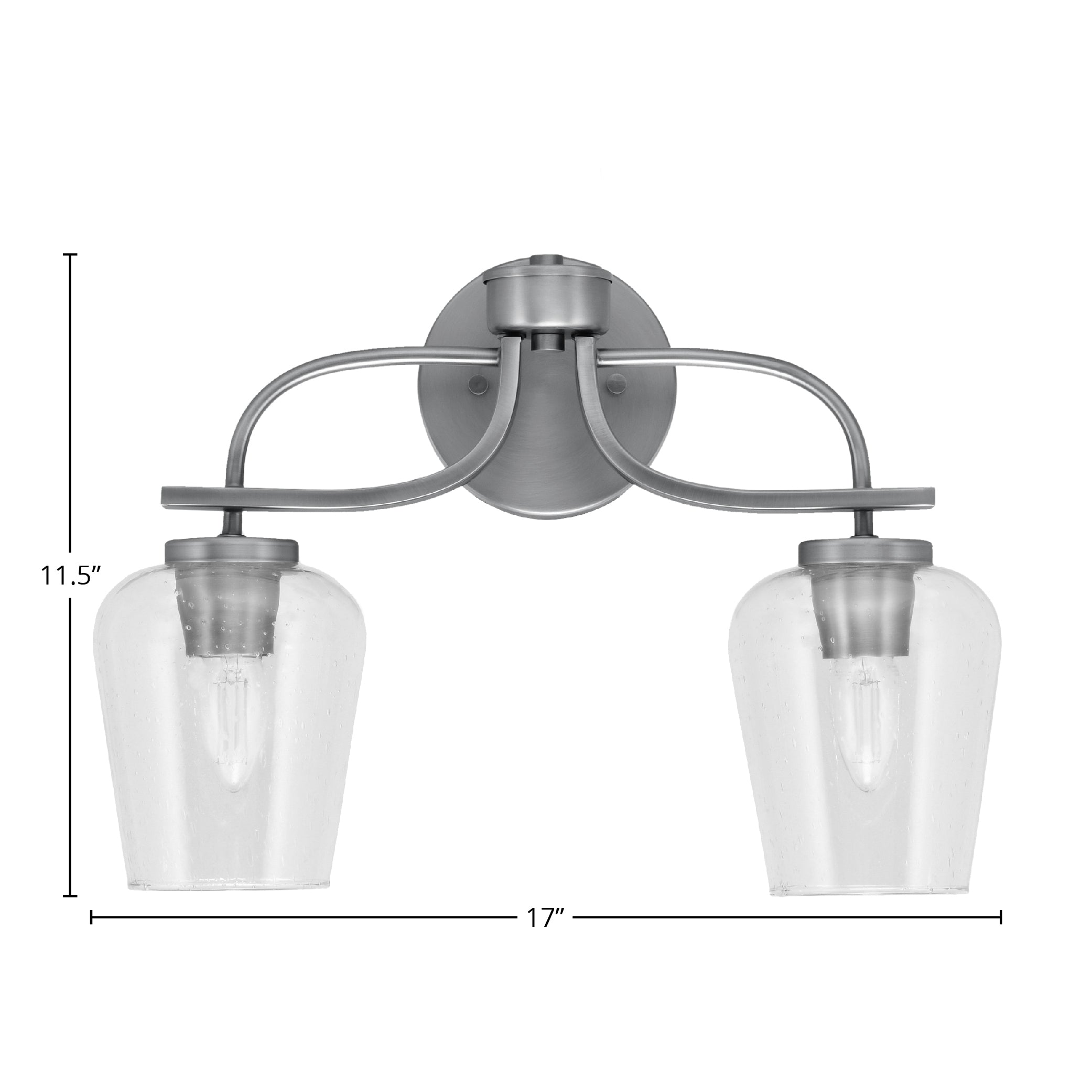 Cavella Two Light Bath Bar in Graphite with 5" Clear Bubble Shade