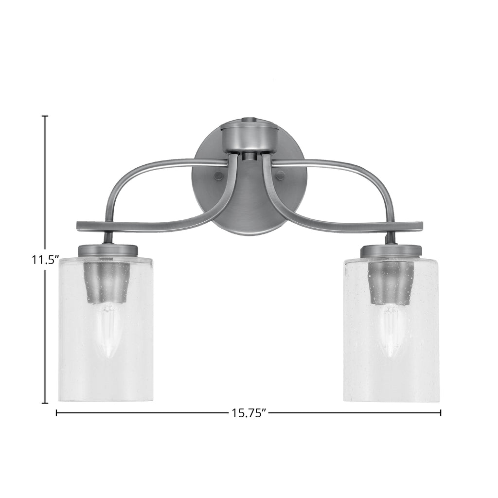 Cavella Two Light Bath Bar in Graphite with 4" Clear Bubble Shade
