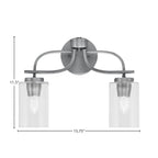 Cavella Two Light Bath Bar in Graphite with 4" Clear Bubble Shade