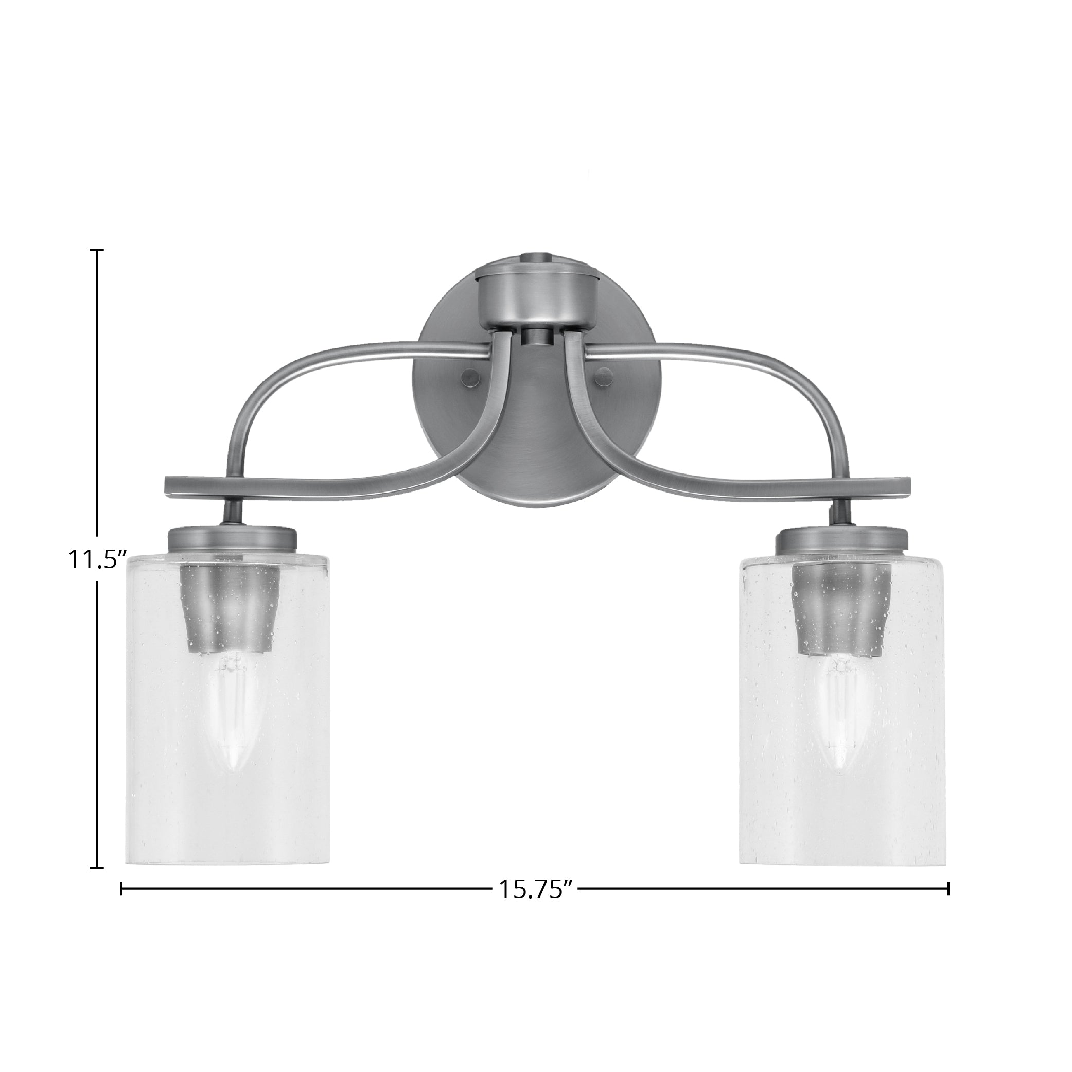 Cavella Two Light Bath Bar in Graphite with 4" Clear Bubble Shade