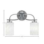 Cavella Two Light Bath Bar in Graphite with 4" White Marble Shade