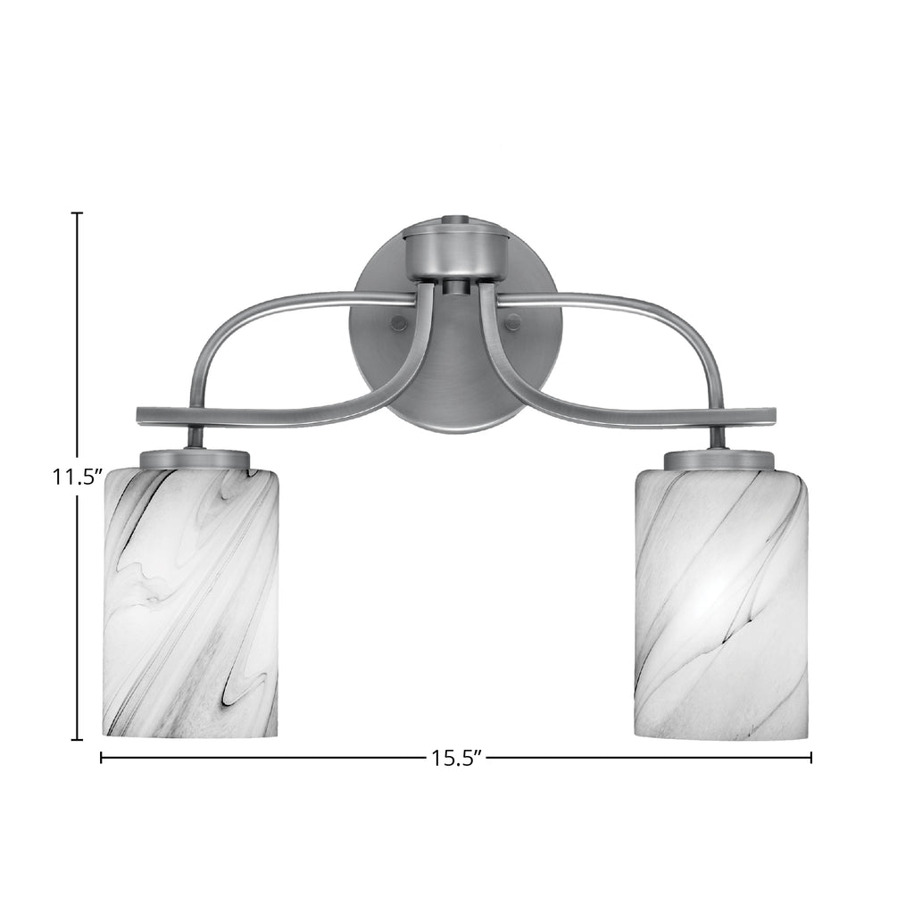 Cavella Two Light Bath Bar in Graphite with 4" Onyx Swirl Shade