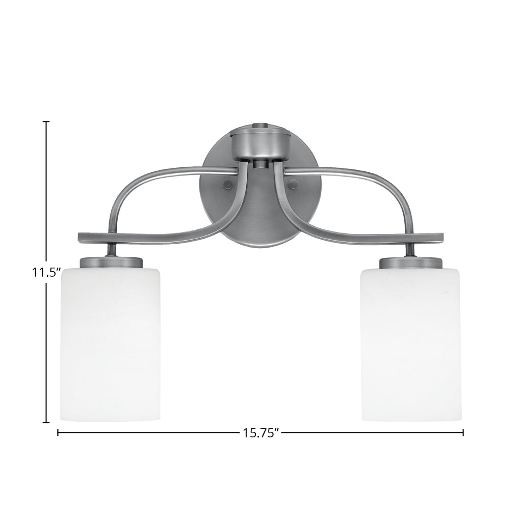 Cavella Two Light Bath Bar in Graphite with 4" White Muslin Shade
