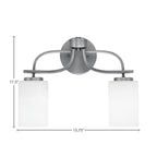 Cavella Two Light Bath Bar in Graphite with 4" White Muslin Shade