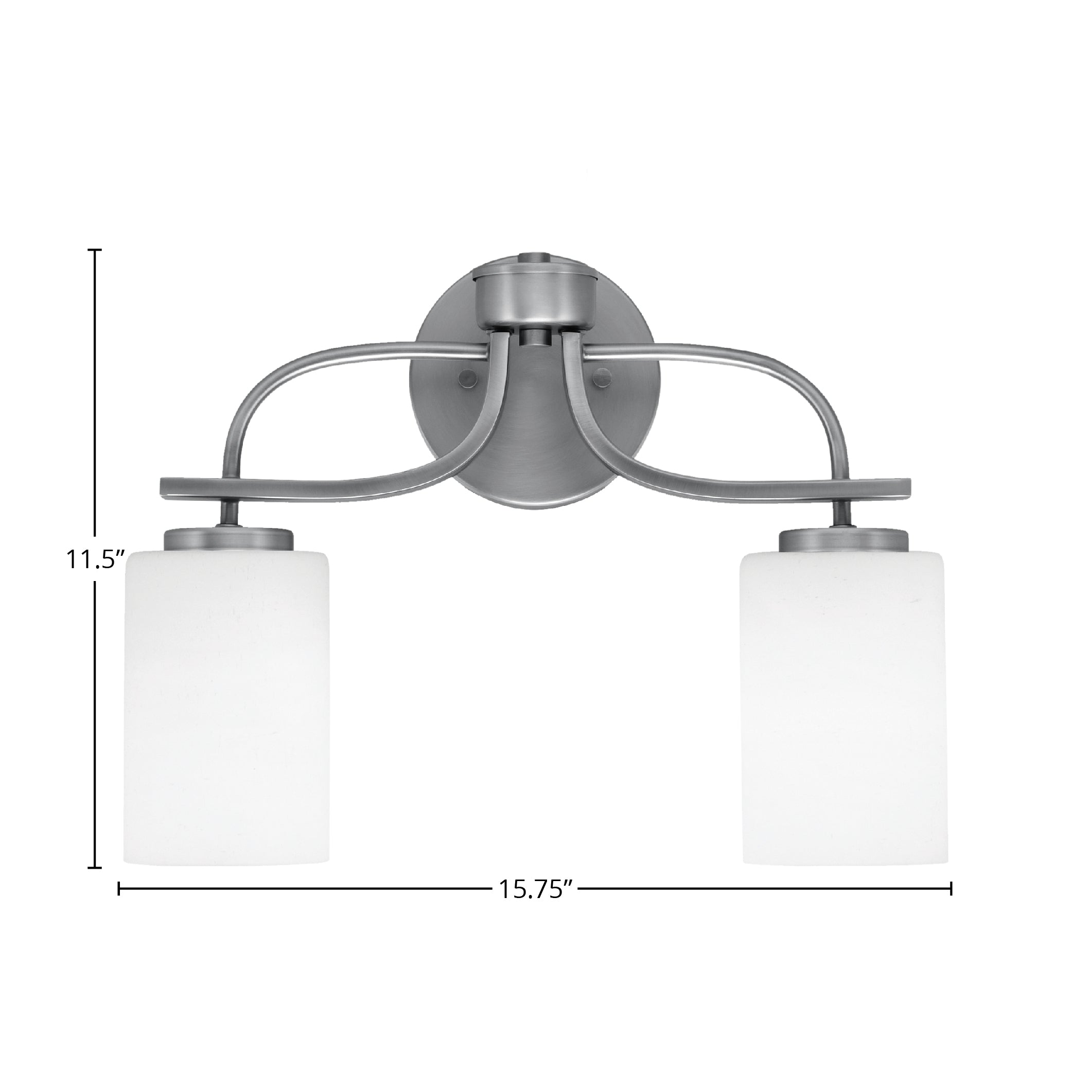 Cavella Two Light Bath Bar in Graphite with 4" White Muslin Shade