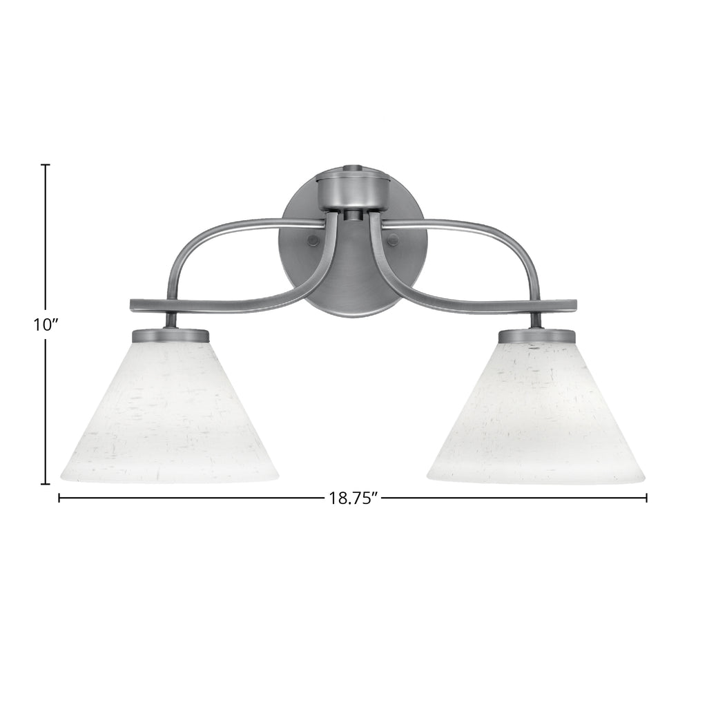 Cavella Two Light Bath Bar in Graphite with 7" White Muslin Shade