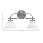 Cavella Two Light Bath Bar in Graphite with 7" White Muslin Shade