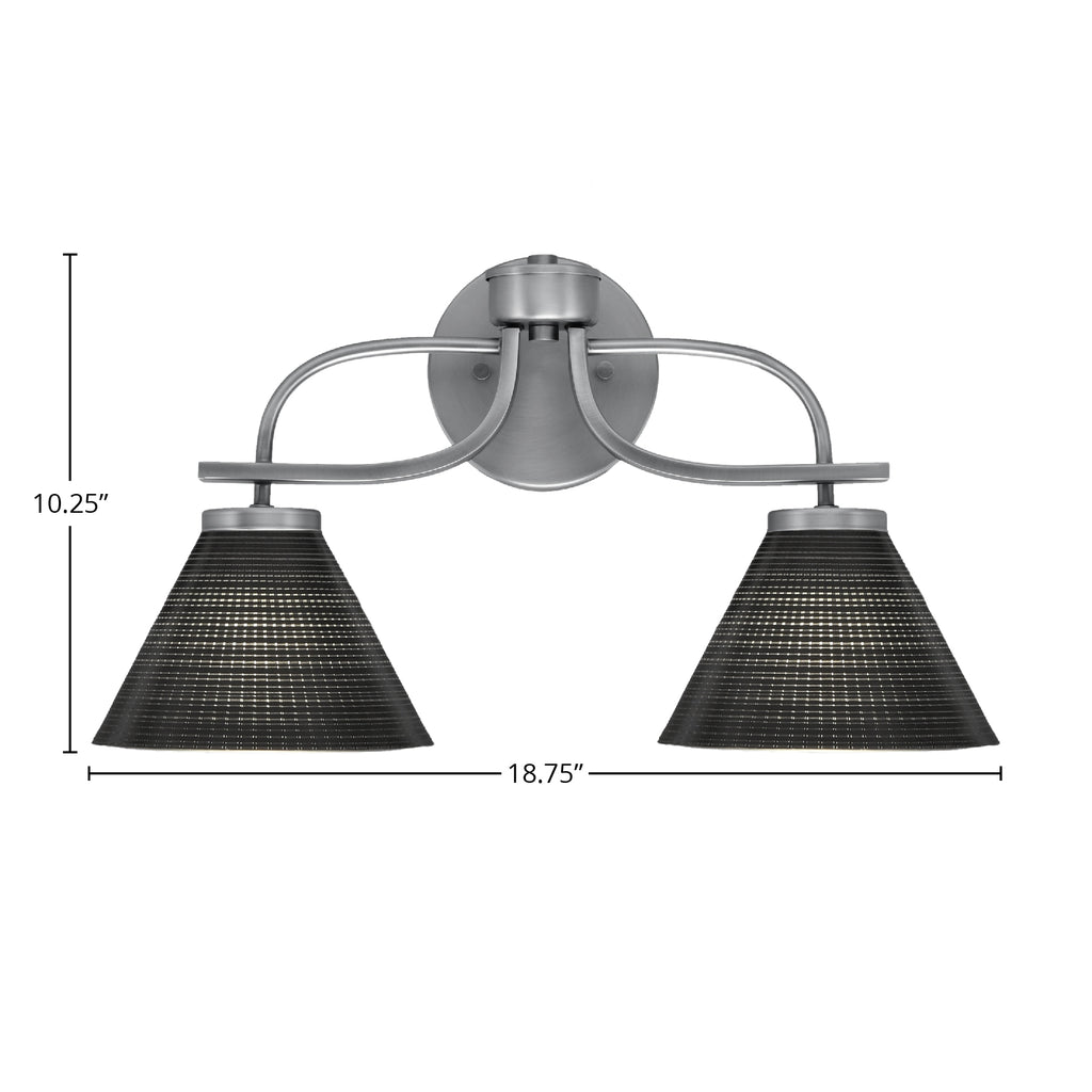 Cavella Two Light Bath Bar in Graphite with 7" Black Matrix Shade