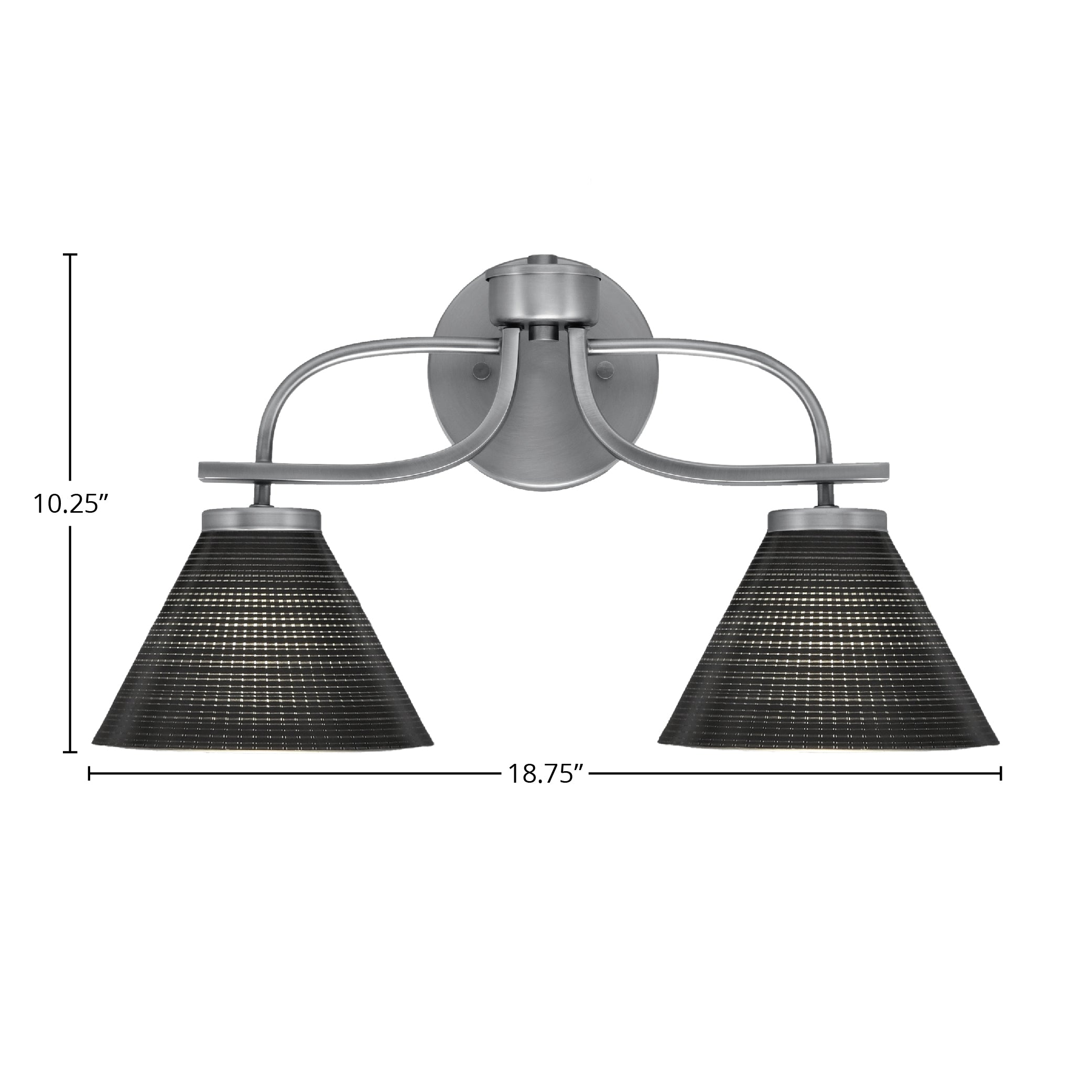 Cavella Two Light Bath Bar in Graphite with 7" Black Matrix Shade