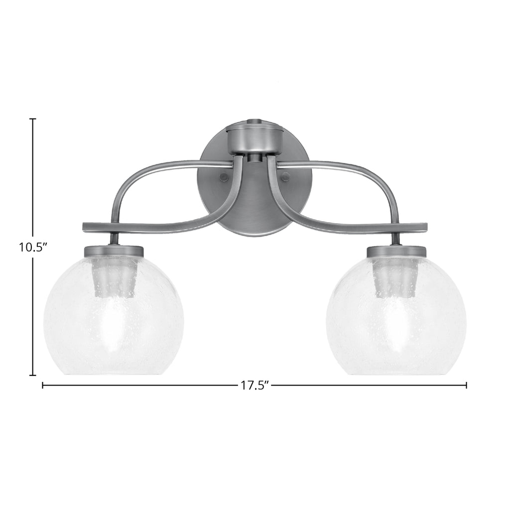 Cavella Two Light Bath Bar in Graphite with 5.75" Clear Bubble Shade