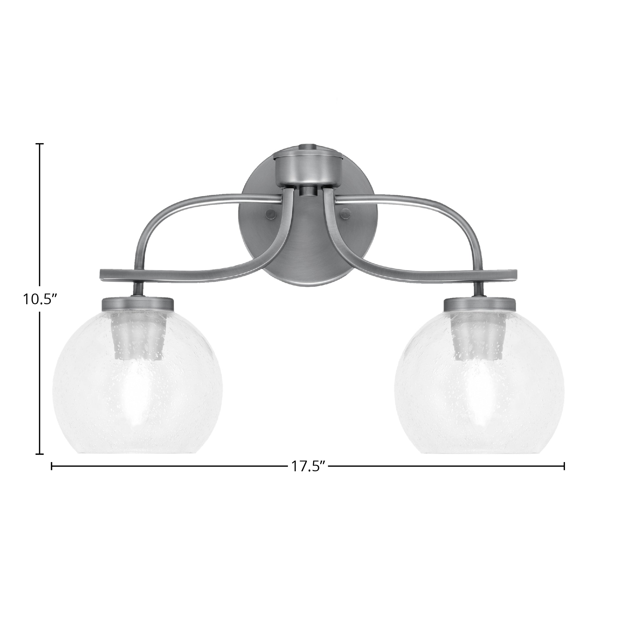 Cavella Two Light Bath Bar in Graphite with 5.75" Clear Bubble Shade