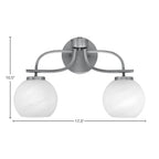 Cavella Two Light Bath Bar in Graphite with 5.75" White Marble Shade
