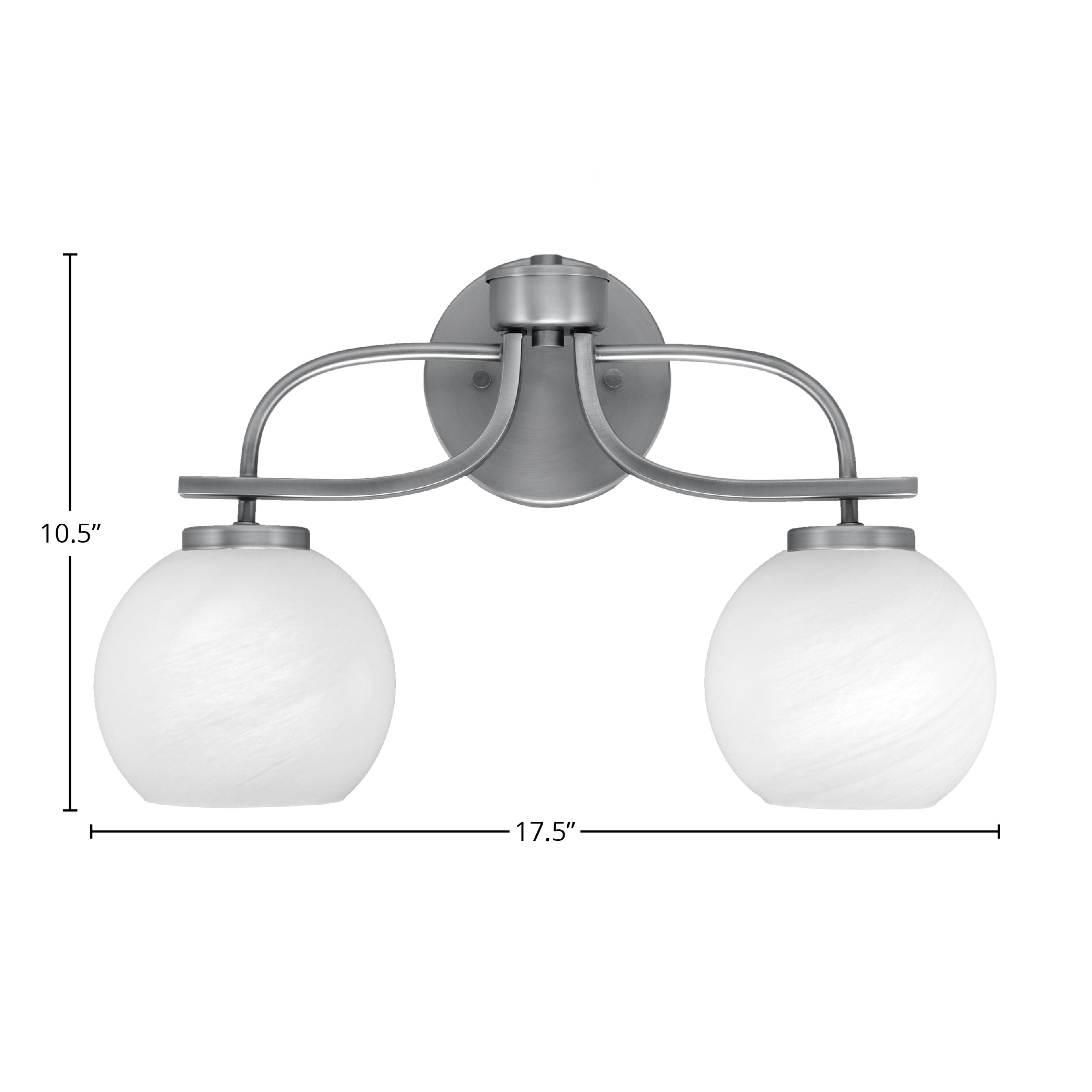 Cavella Two Light Bath Bar in Graphite with 5.75" White Marble Shade