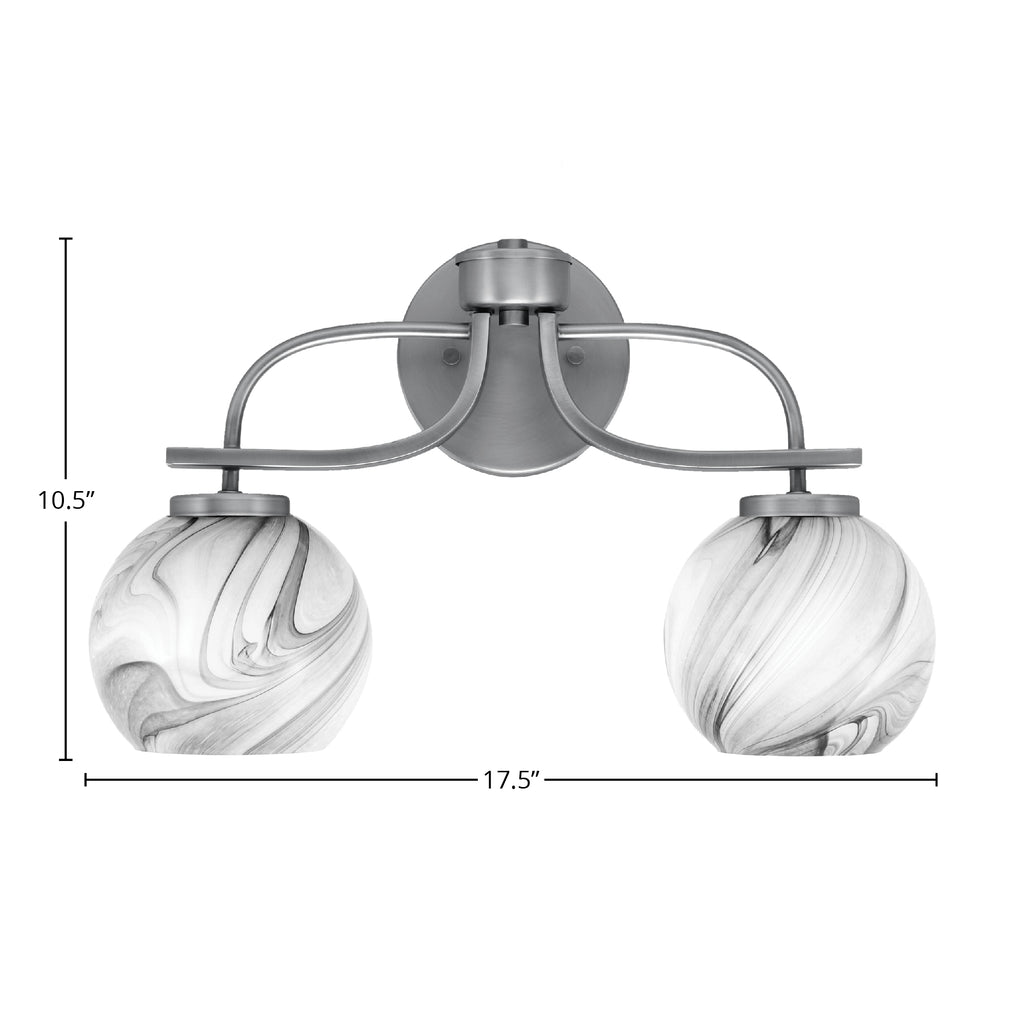 Cavella Two Light Bath Bar in Graphite with 5.75" Onyx Swirl Shade