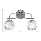 Cavella Two Light Bath Bar in Graphite with 5.75" Onyx Swirl Shade