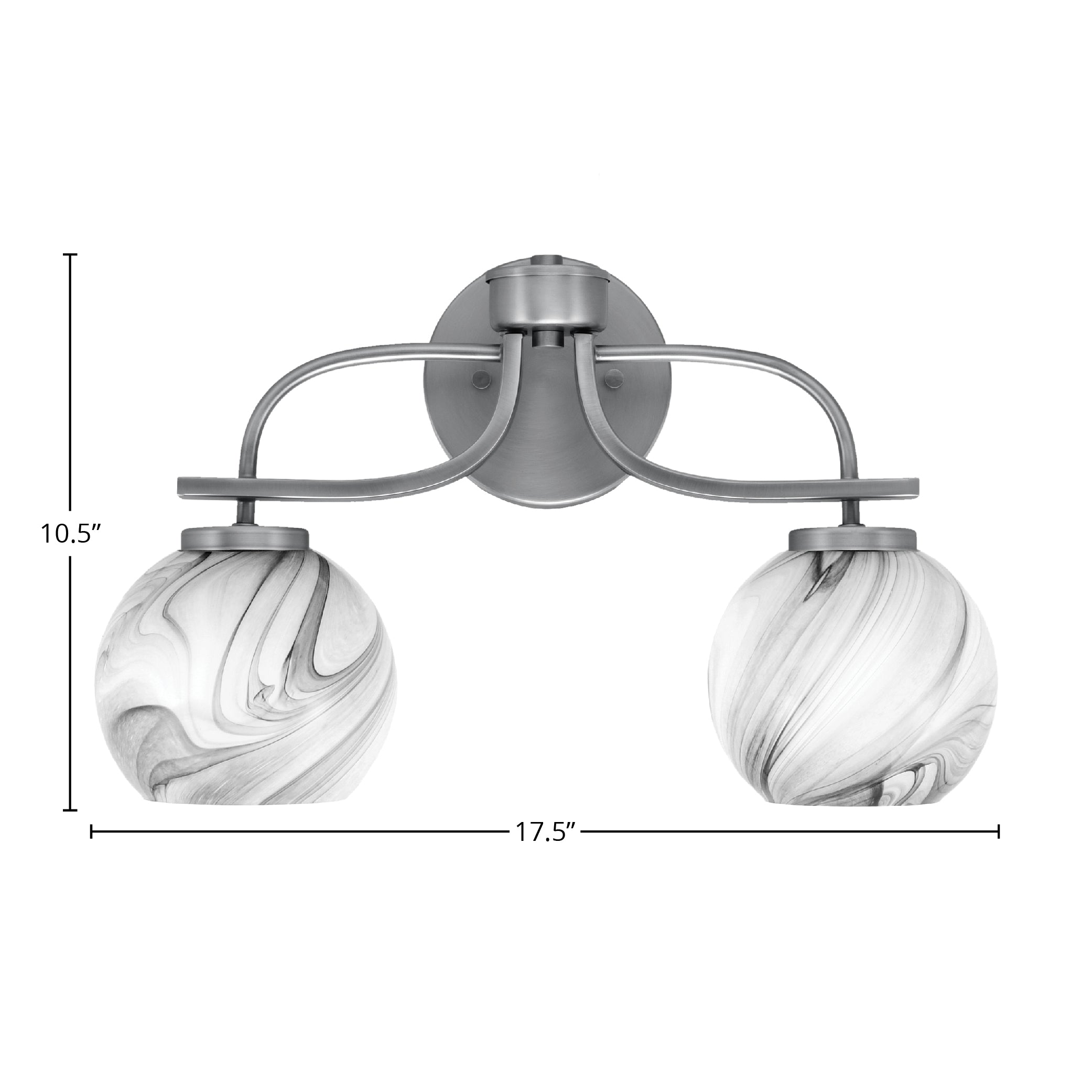Cavella Two Light Bath Bar in Graphite with 5.75" Onyx Swirl Shade
