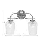 Cavella Two Light Bath Bar in Graphite with 5" Clear Textured Shade