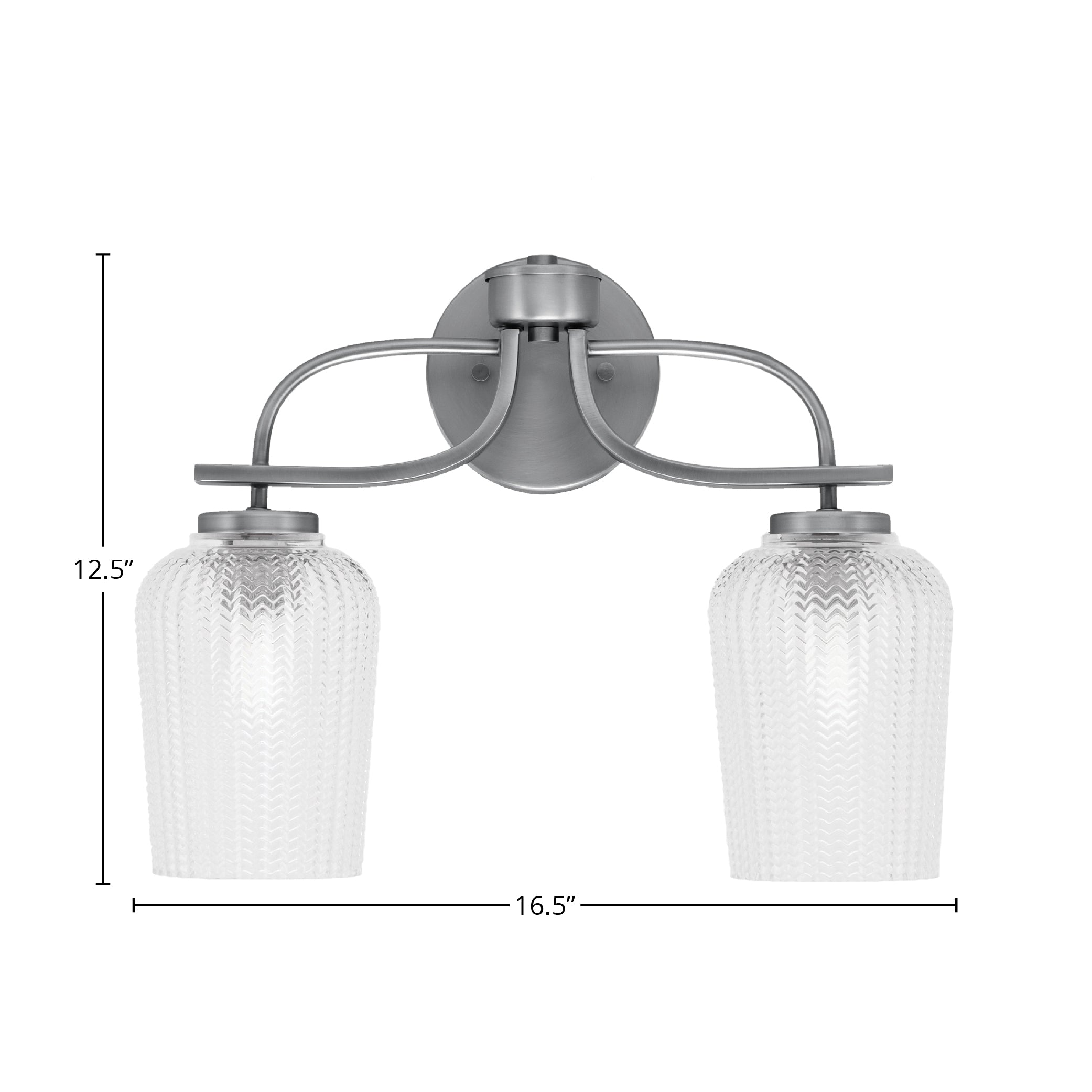 Cavella Two Light Bath Bar in Graphite with 5" Clear Textured Shade