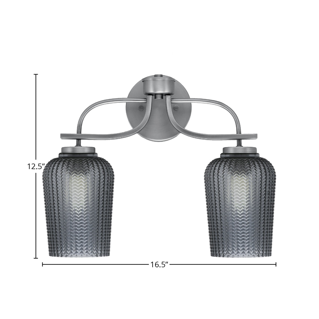 Cavella Two Light Bath Bar in Graphite with 5" Smoke Textured Shade