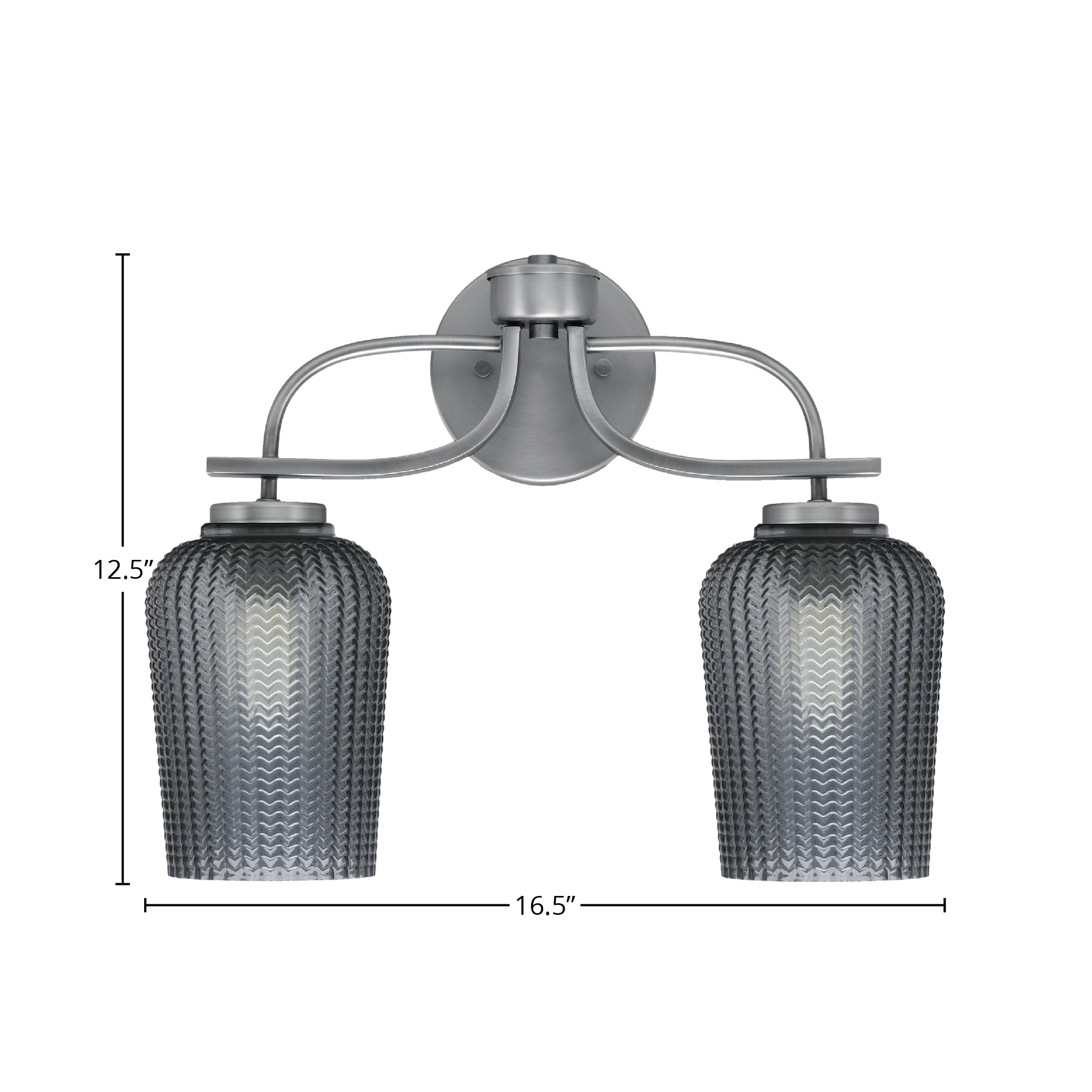 Cavella Two Light Bath Bar in Graphite with 5" Smoke Textured Shade