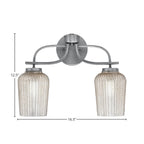 Cavella Two Light Bath Bar in Graphite with 5" Silver Textured Shade