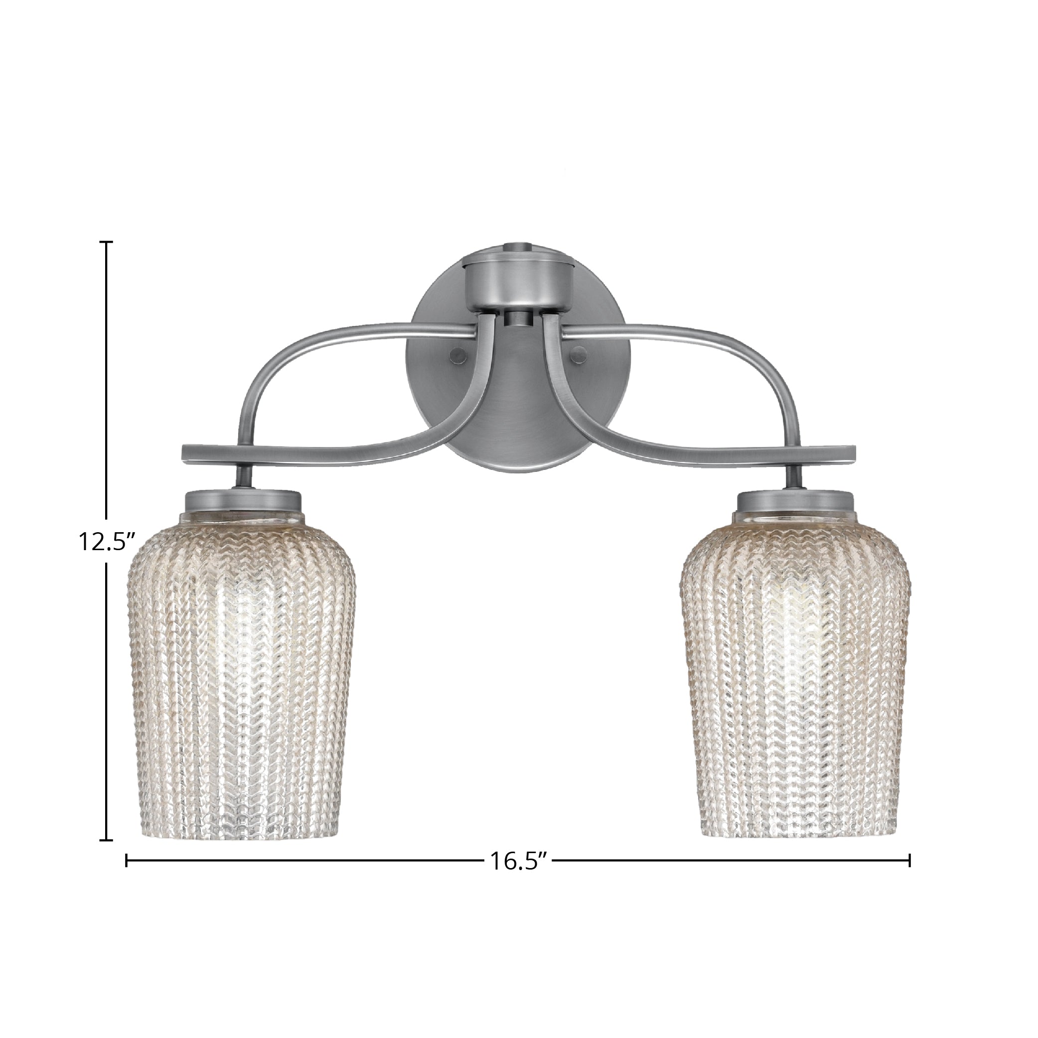 Cavella Two Light Bath Bar in Graphite with 5" Silver Textured Shade