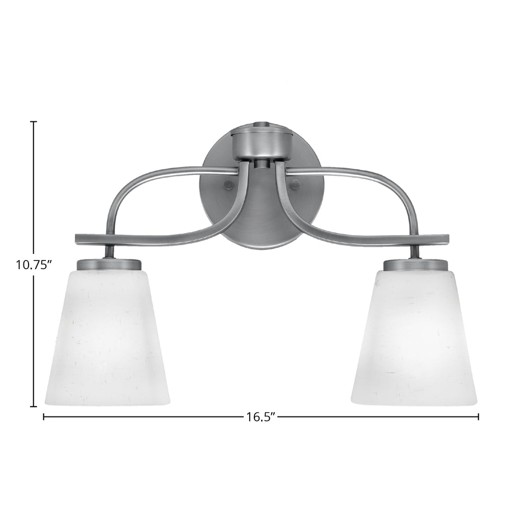 Cavella Two Light Bath Bar in Graphite with 4.5" Square White Muslin Shade