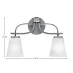Cavella Two Light Bath Bar in Graphite with 4.5" Square White Muslin Shade