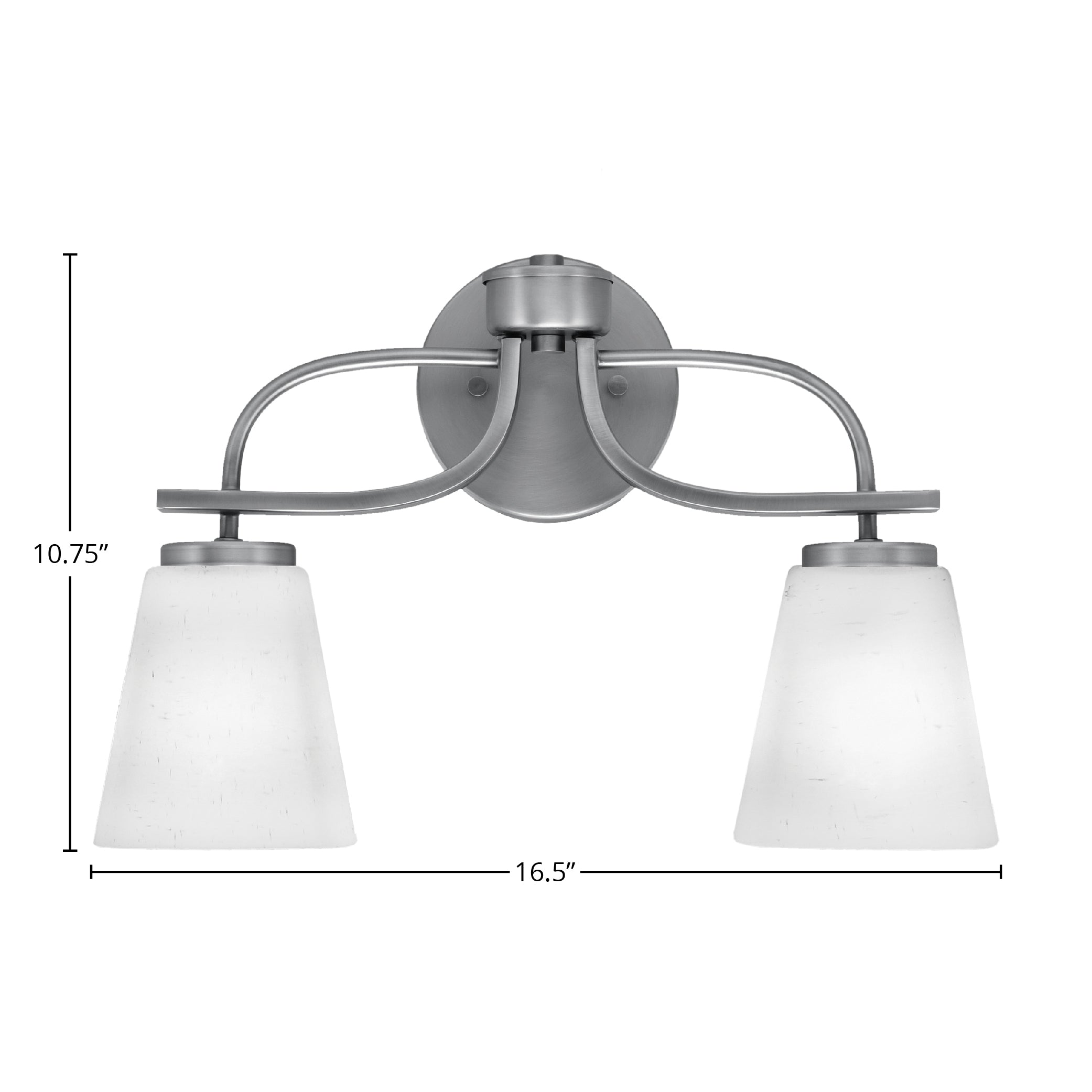 Cavella Two Light Bath Bar in Graphite with 4.5" Square White Muslin Shade