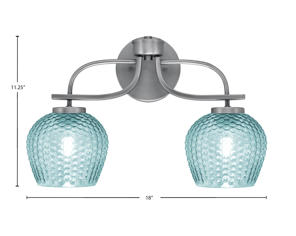 Cavella Two Light Bath Bar in Graphite with Turquoise Textured Shade