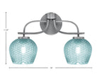 Cavella Two Light Bath Bar in Graphite with Turquoise Textured Shade