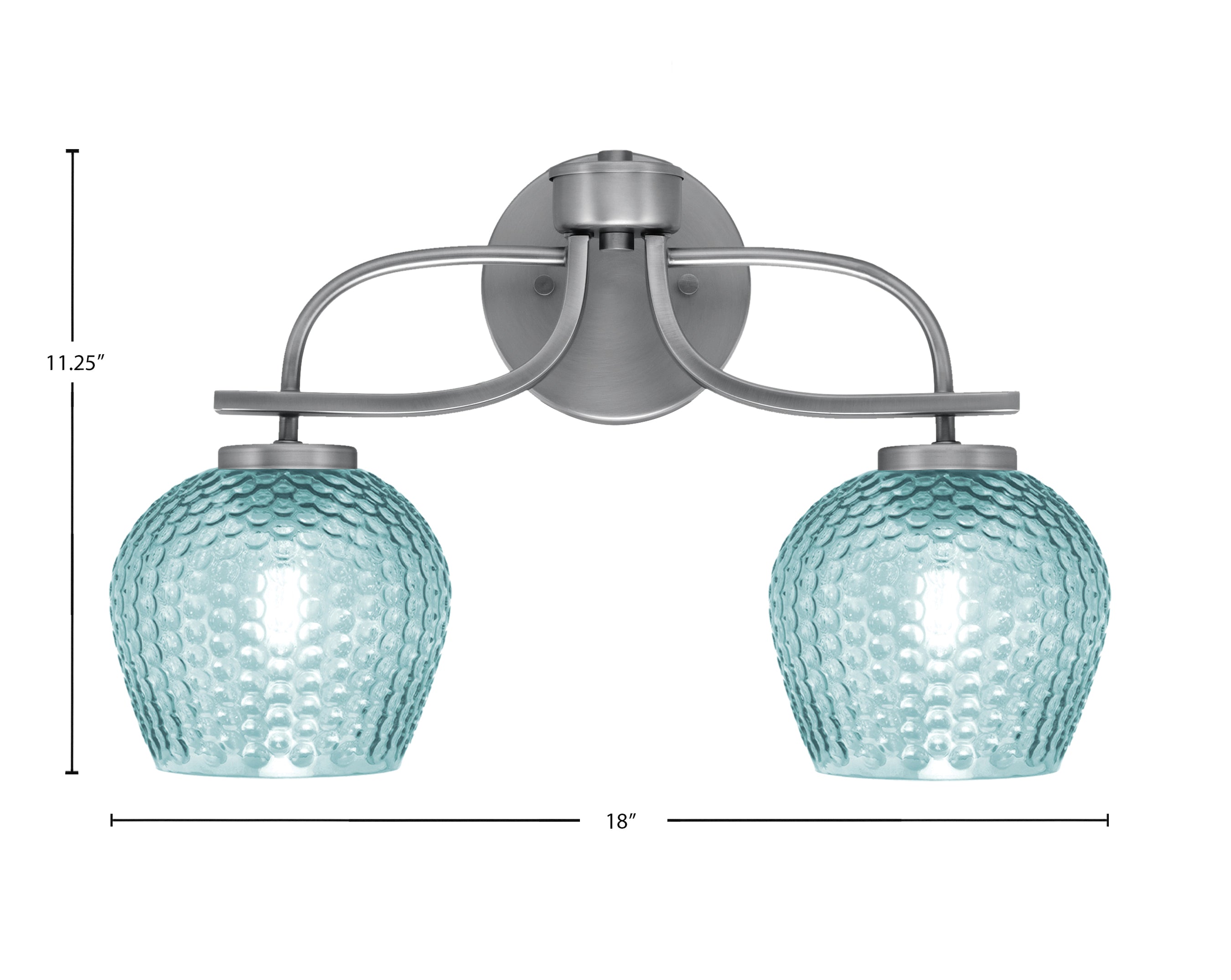 Cavella Two Light Bath Bar in Graphite with Turquoise Textured Shade