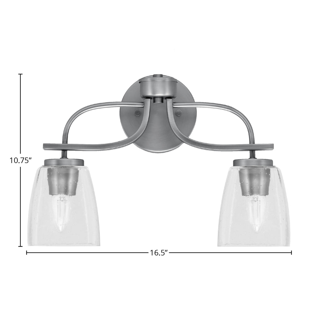 Cavella Two Light Bath Bar in Graphite with 4.5" Square Clear Bubble Shade