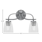 Cavella Two Light Bath Bar in Graphite with 4.5" Square Clear Bubble Shade