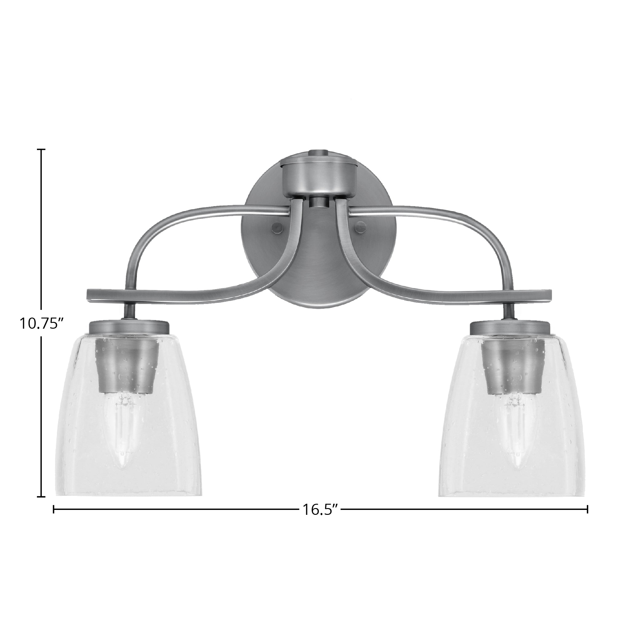 Cavella Two Light Bath Bar in Graphite with 4.5" Square Clear Bubble Shade