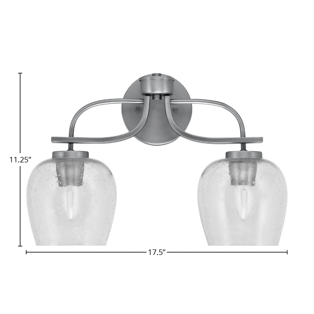 Cavella Two Light Bath Bar in Graphite with 6" Clear Bubble Shade
