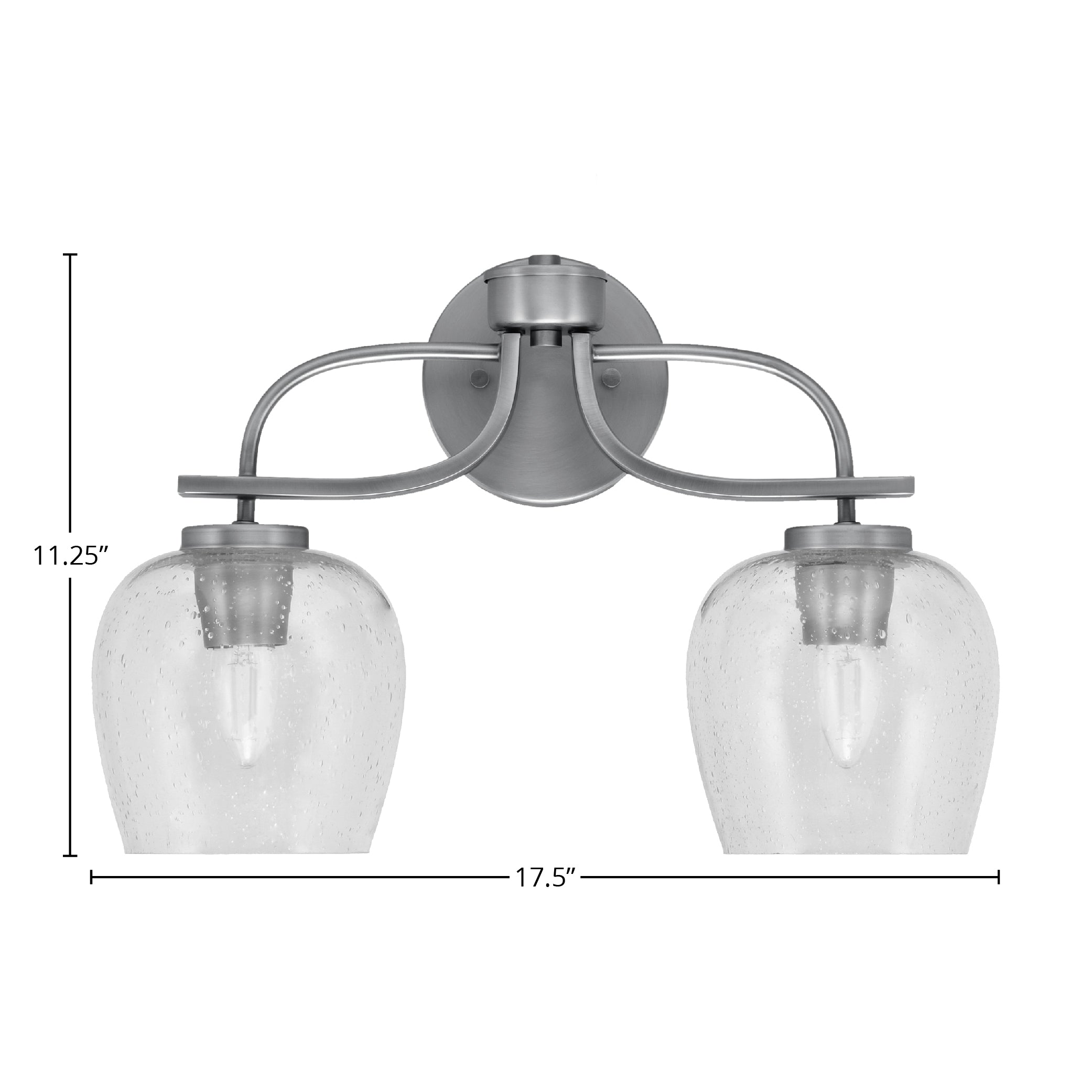 Cavella Two Light Bath Bar in Graphite with 6" Clear Bubble Shade