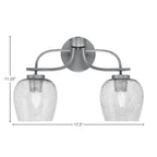 Cavella Two Light Bath Bar in Graphite with 6" Smoke Bubble Shade