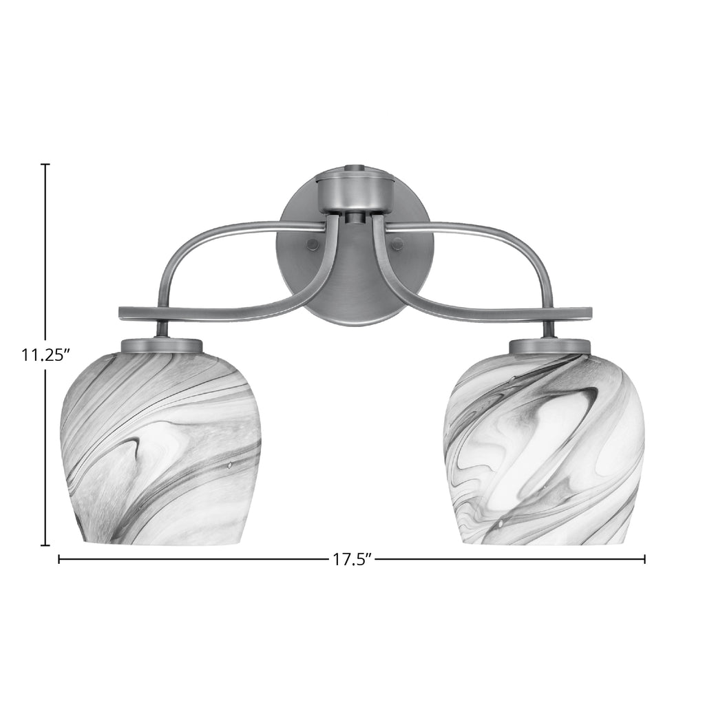 Cavella Two Light Bath Bar in Graphite with 6" Onyx Swirl Shade