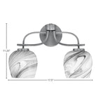 Cavella Two Light Bath Bar in Graphite with 6" Onyx Swirl Shade