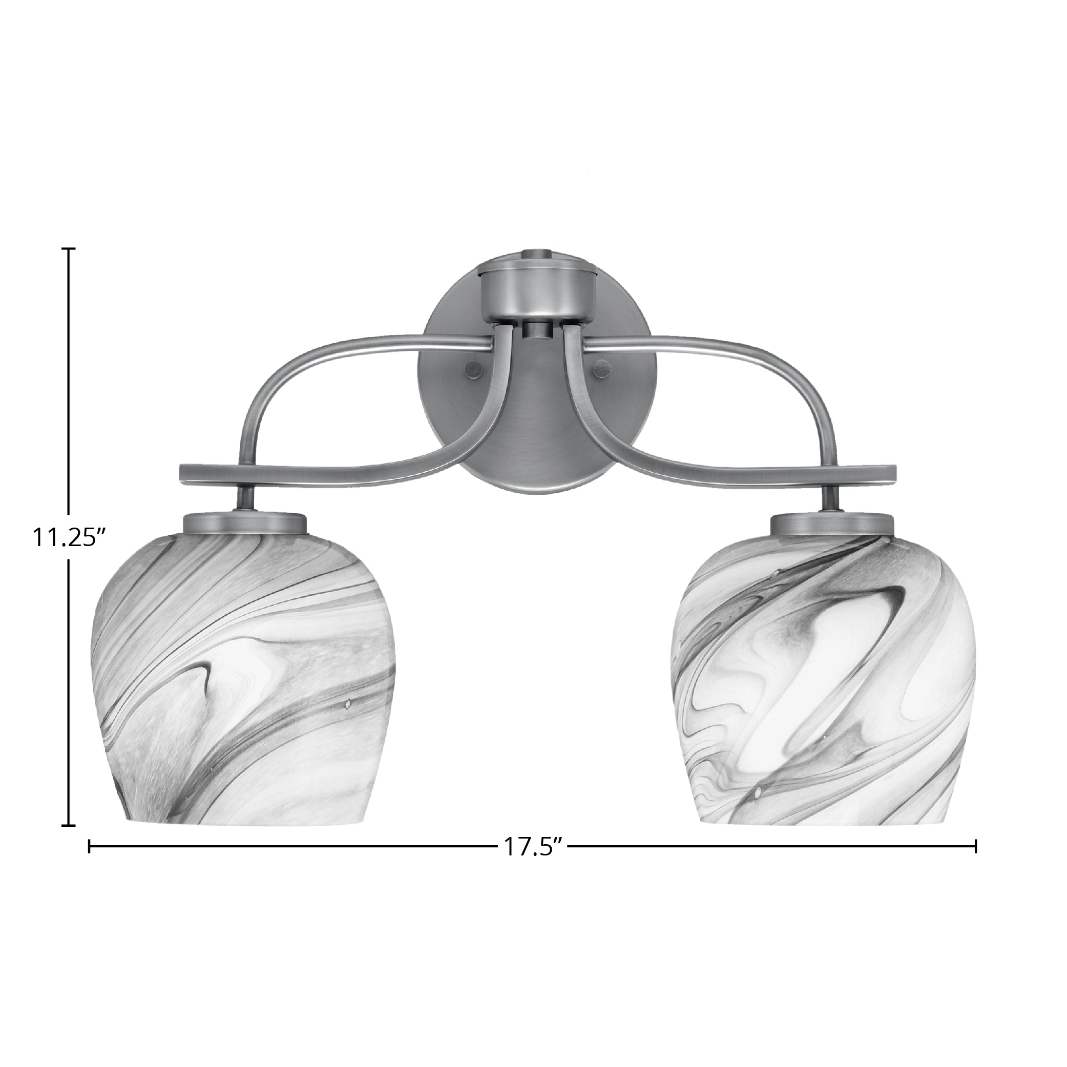Cavella Two Light Bath Bar in Graphite with 6" Onyx Swirl Shade