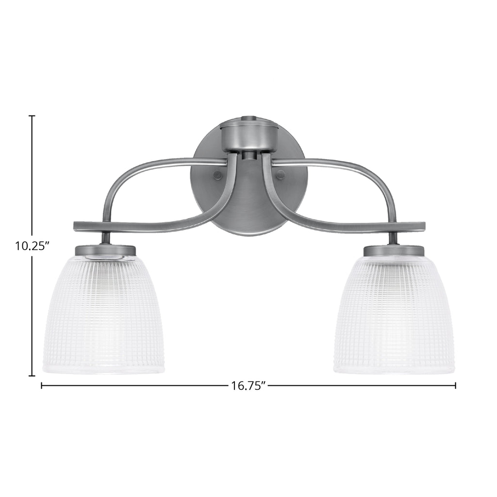 Cavella Two Light Bath Bar in Graphite with 5" Clear Ribbed Shade
