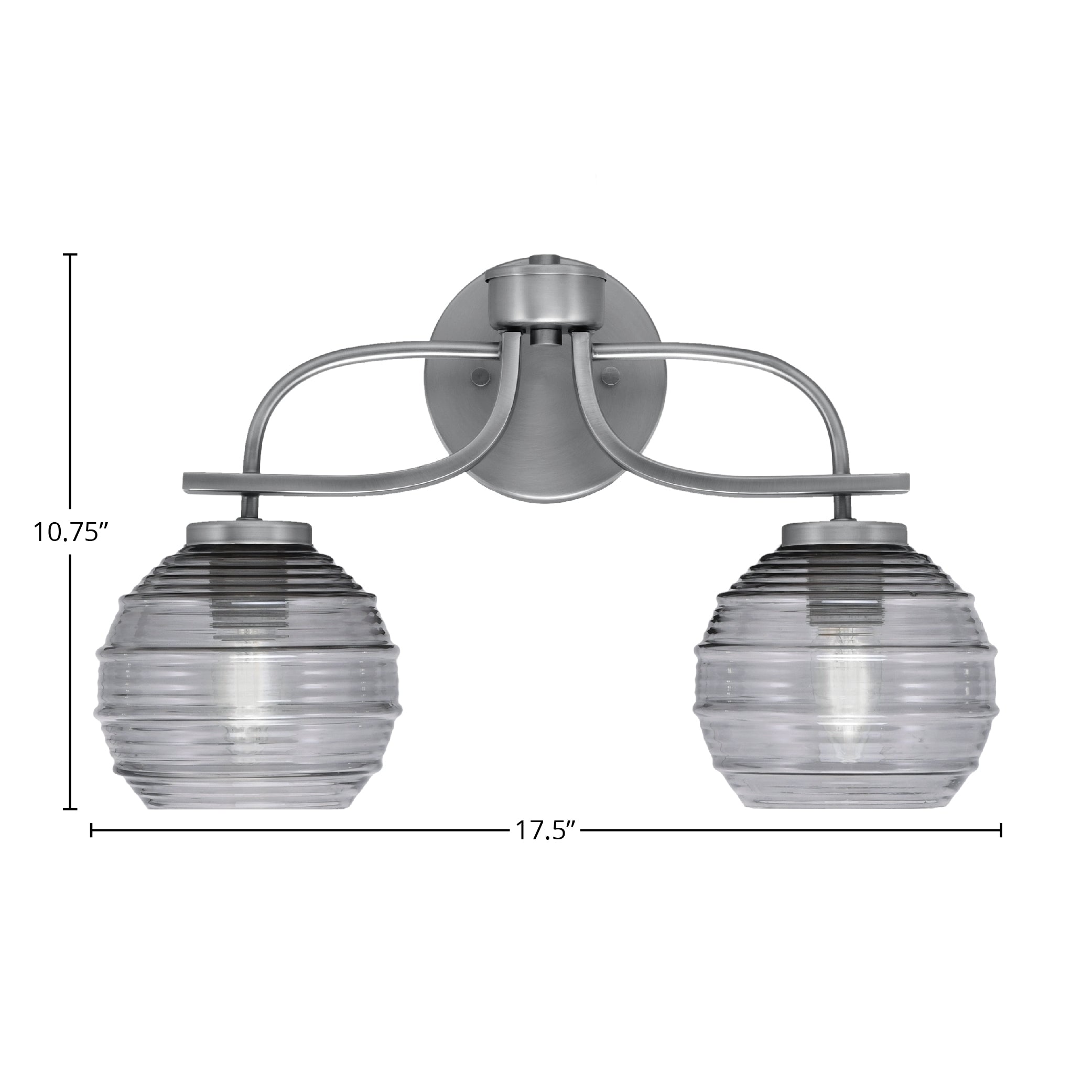 Cavella Two Light Bath Bar in Graphite with 6" Smoke Ribbed Shade