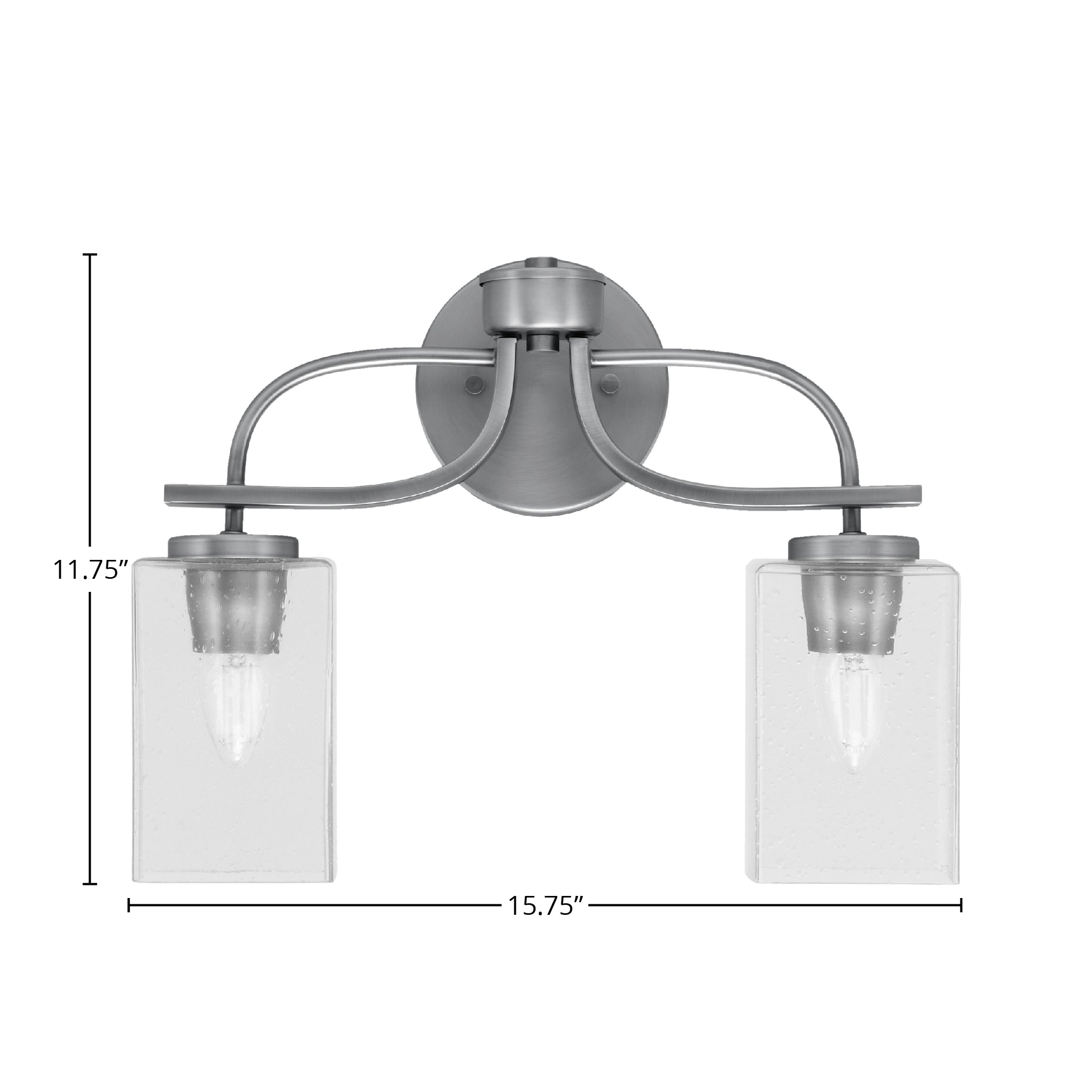 Cavella Two Light Bath Bar in Graphite with 4" Square Clear Bubble Shade