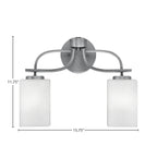 Cavella Two Light Bath Bar in Graphite with 4" Square White Muslin Shade