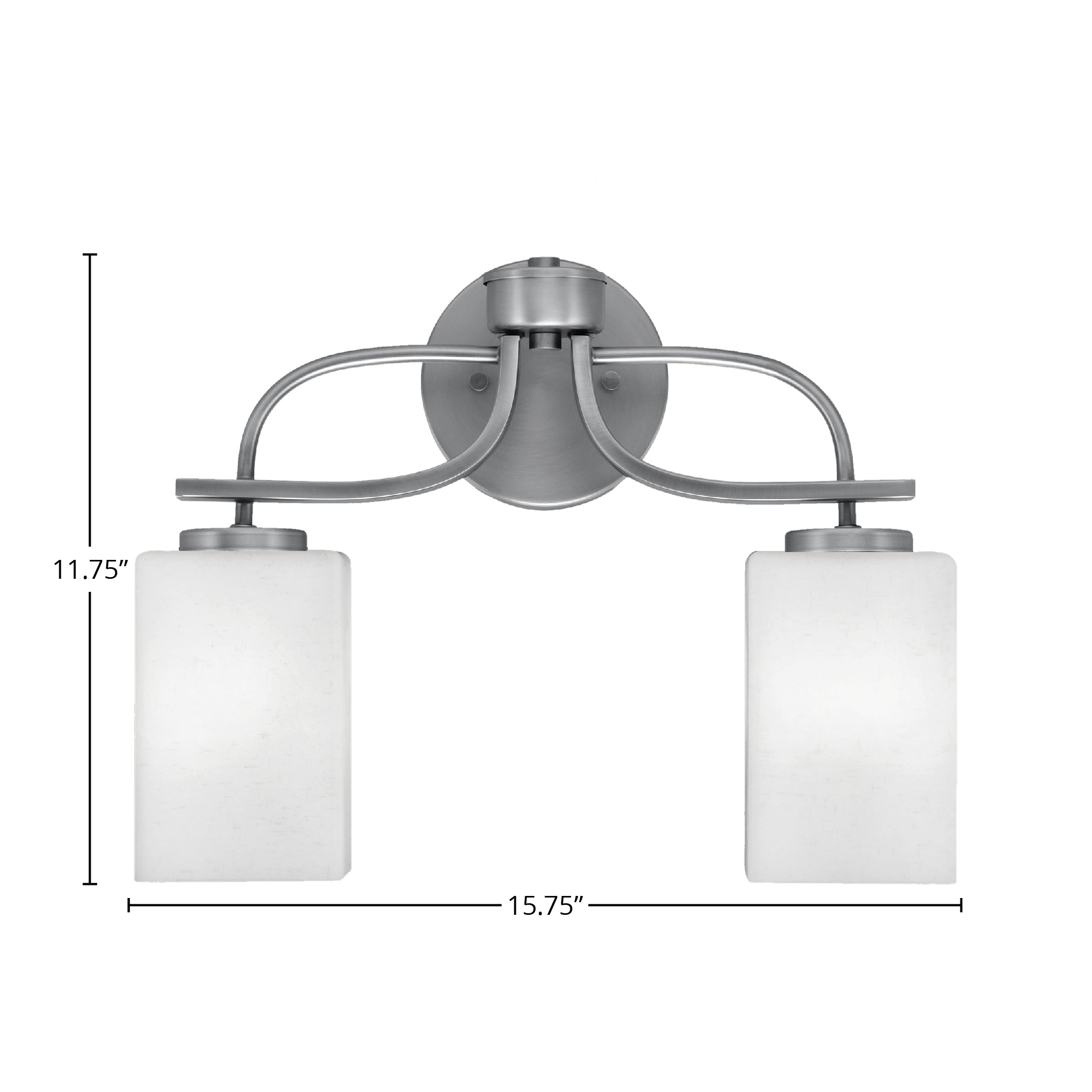 Cavella Two Light Bath Bar in Graphite with 4" Square White Muslin Shade