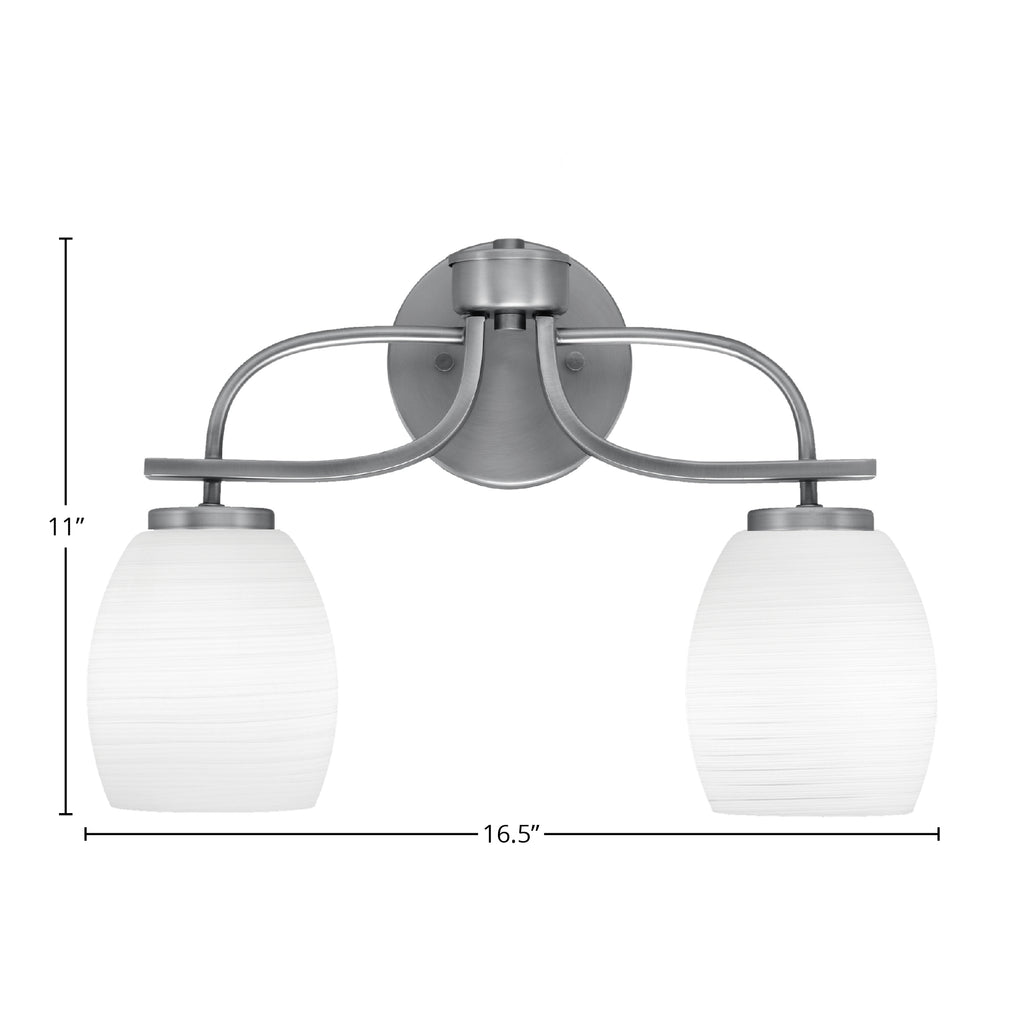 Cavella Two Light Bath Bar in Graphite with 5" White Linen Shade