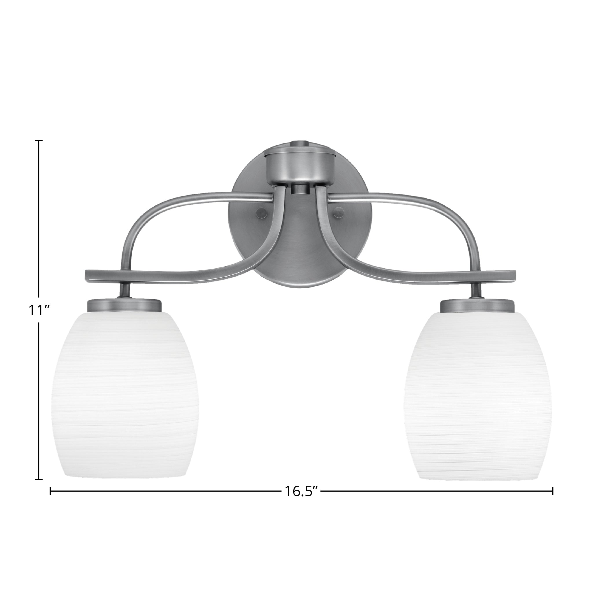 Cavella Two Light Bath Bar in Graphite with 5" White Linen Shade