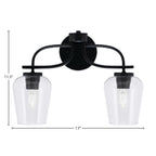 Cavella Two Light Bath Bar in Matte Black with 5" Clear Bubble Shade